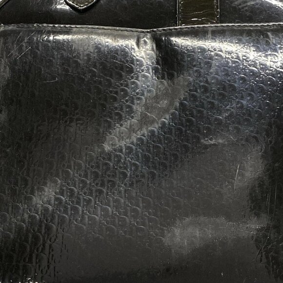 Auth DIOR/ChristianDior Double saddle bag / Trotter Black Patent Leather Handbag - Picture 13 of 16